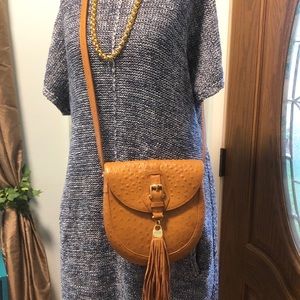 RARE NWOT Henri Bendel Faux Ostrich Crossbody Bag